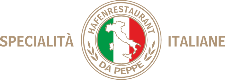 Logo von Da Peppe mit Italiens Silhouette in Nationalfarben Italiens